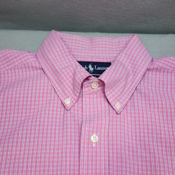 Ralph Lauren Blake Men's Pink Checkered Button Up Shirt Size L - Picture 4 of 5